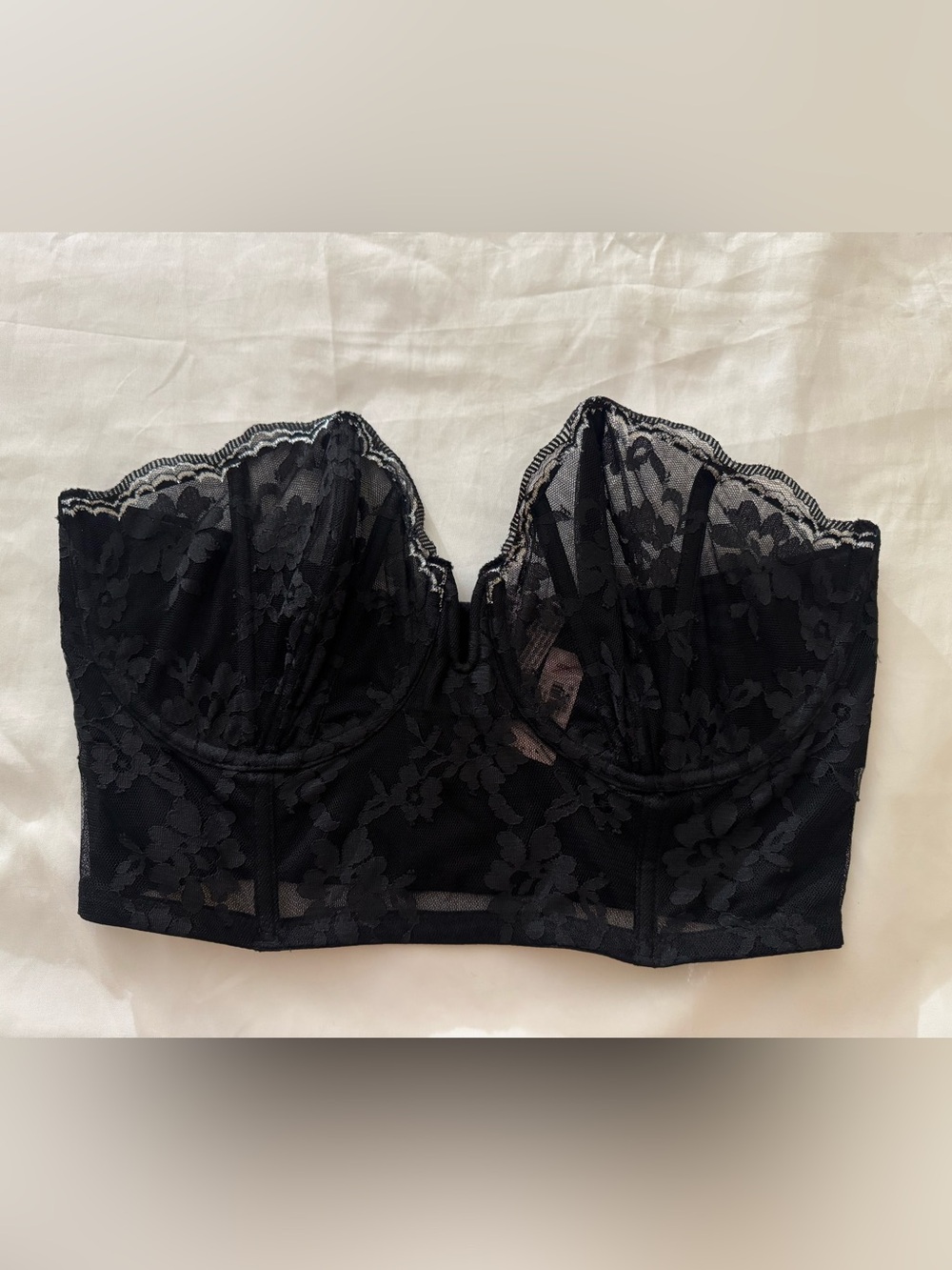 Black Lace Strapless Longline Bustier - Women Intimates